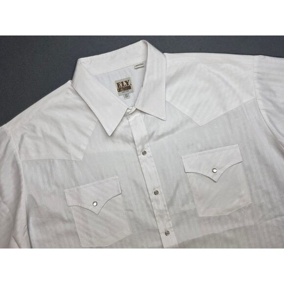 Fly Cattleman Western Pearl Snap Shirt 18.5 Mens XXL 2X Solid White Short Sleeve - Picture 1 of 9